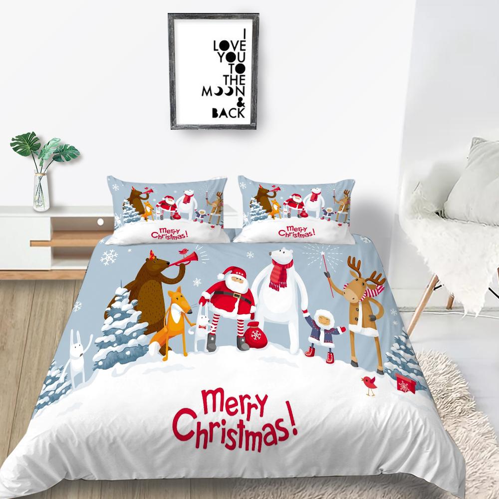 Bettwäscheset, neue Tagesdecke, 3D-Weihnachtsdekoration, Familienschlafzimmer, Einzelbett, Doppelbett, volle Größe, Steppdecke und Kissenbezug, Mikrofaser