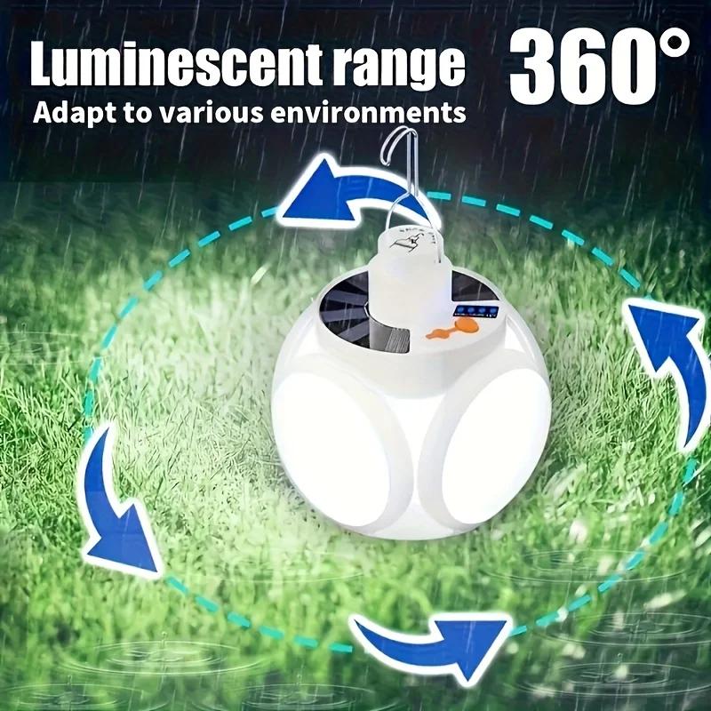Solar Rechargeable Camping Lantern Light,Portable LED Flashlight,Outdoor Hanging Lamp,Hook,Multi Angle Lighting,Camping Fishing