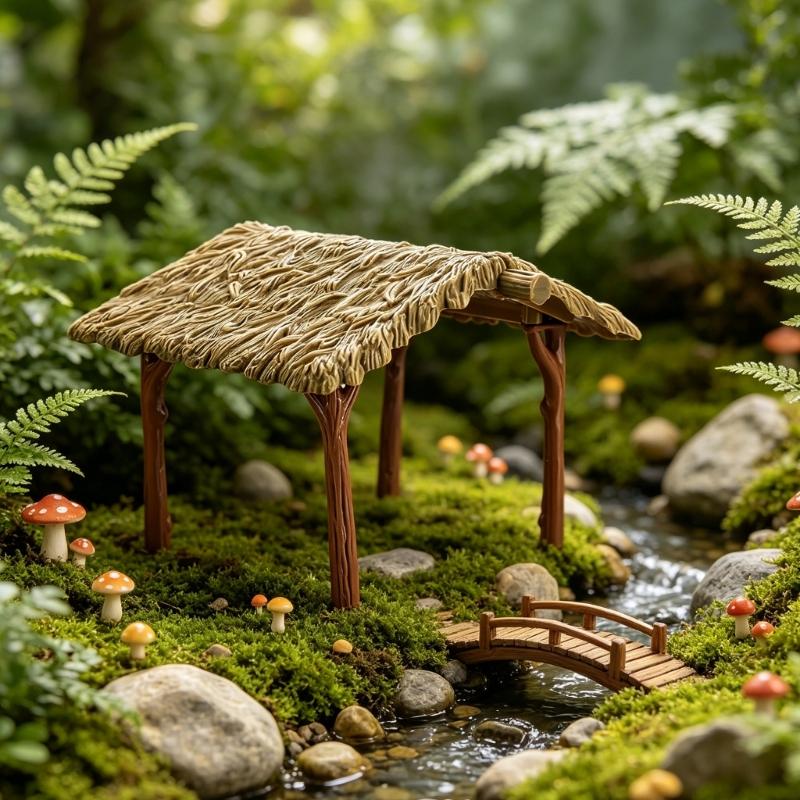 Miniature Tree House Ornament Plastic Tabletop Display Piece for Landscape Dioramas Shelf Styling and Scene Decors
