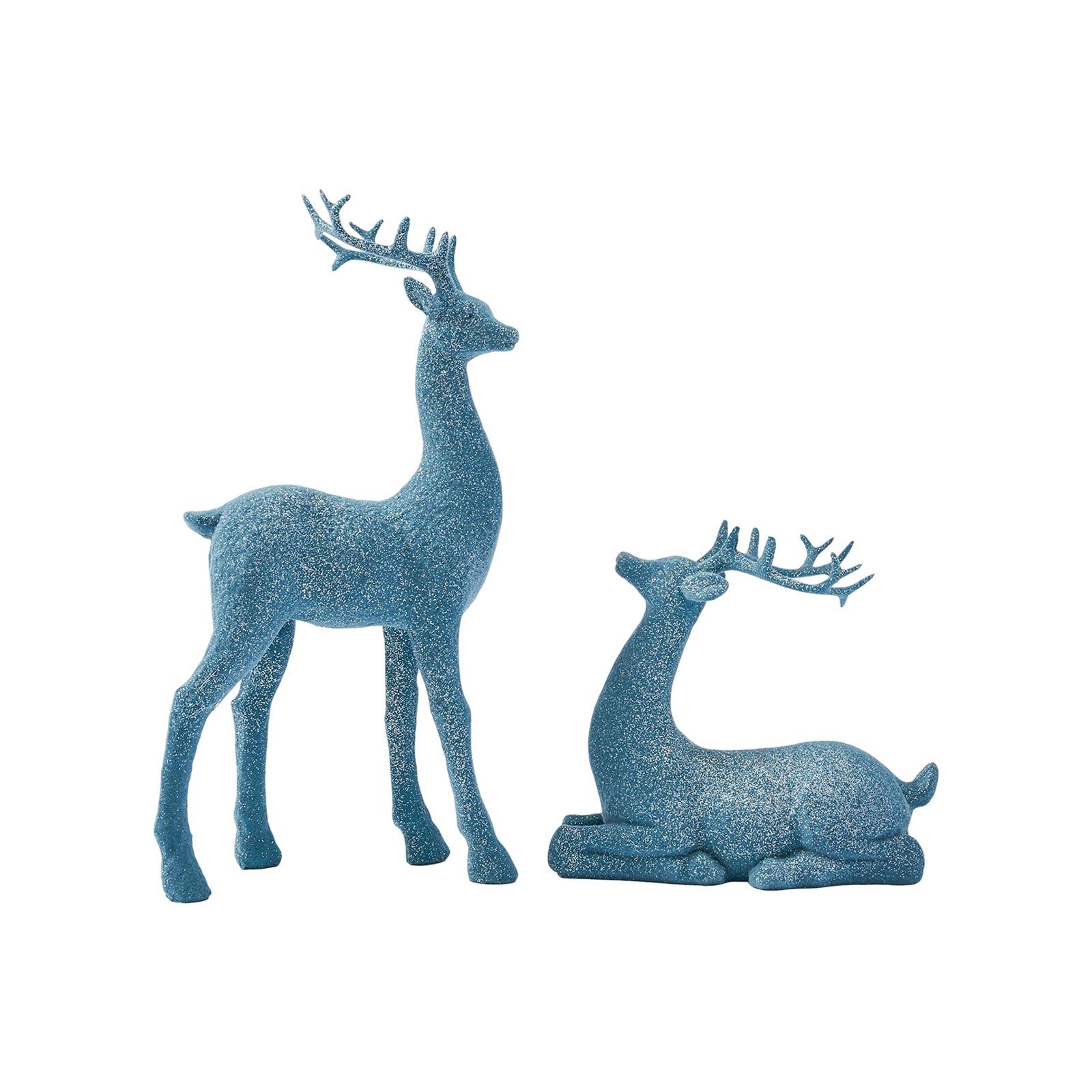 

2-piece Christmas Winter Decoration Set, Flocked Resin Sculpture One Size