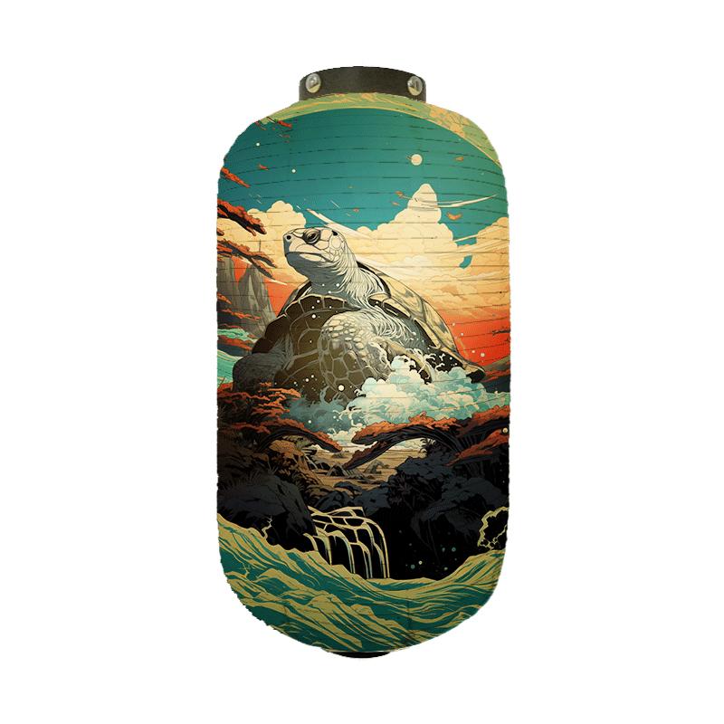Japanese Traditional Cloth Lantern Ukiyo-e Style Turtle Printed Lantern Restaurant Pub Izakaya Cuisine Shop Hanging Decor Lamp