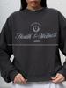 2025 Autumn/Winter Retro Print Thick Round Neck Sweatshirt