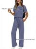 2026 Spring/Summer Women's Set: Short Sleeve Top & Elastic Waist Wide Leg Pants