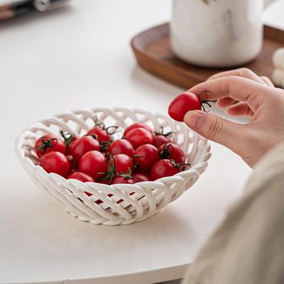 Keramikschale für Obst und Snacks, gewebtes Serviertablett Veranstaltungen