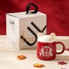 Hochzeitsgeschenk mit Deckel Löffel Keramiktasse Niedliche U-Tasse Hochzeitstasse Hohes Aussehen Große Kapazität Wasserbecher Verlobung