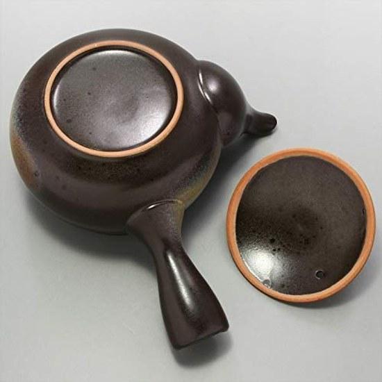 Mino ware large teapot that holds approximately 400ml suitable 2 3 people Bizen style brown plain ceramic made Japan 500-38.