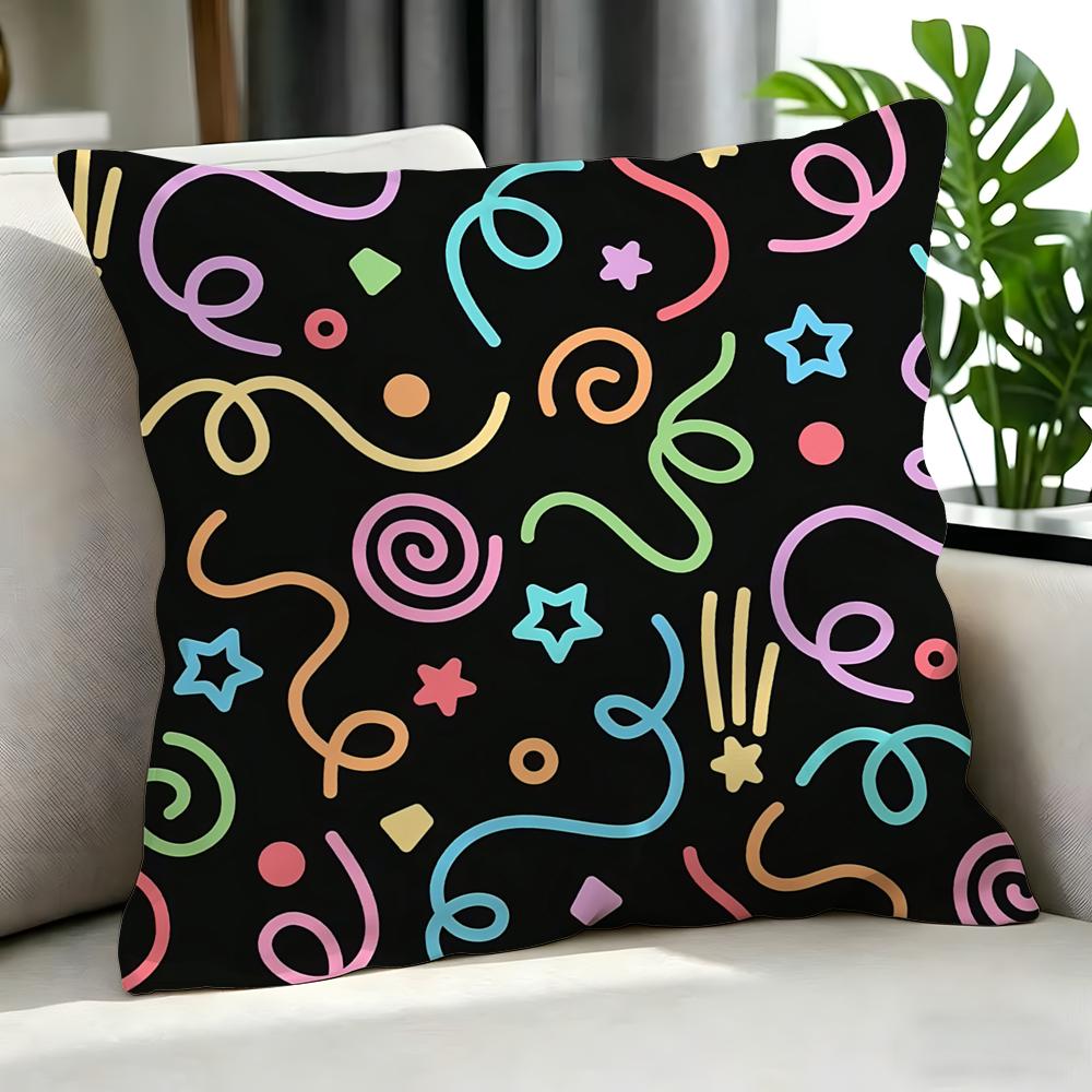 Art DDopamine Doodle Print Cushion Cover Cushion Cover Set Pcs x x x Pillowcase Decorative Sofa Home Decor