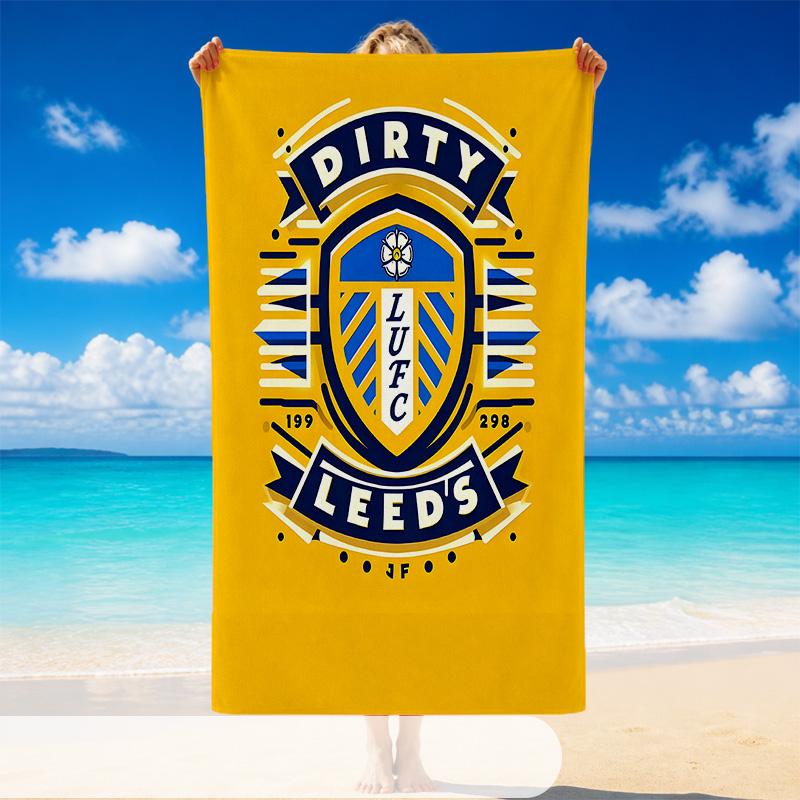 Quick Dry Beach Towel Leeds United Pattern, Lightweight Absorbent Towel for Pool Beach Vacation Use