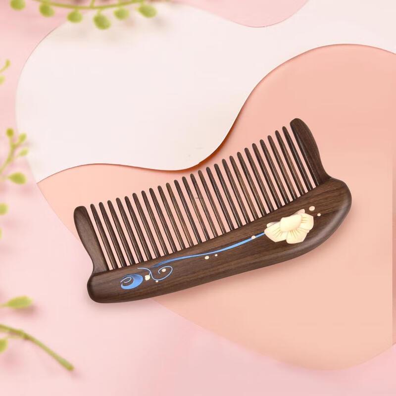 Tan Mujiang Kingwood Inlaid Comb Gift Set