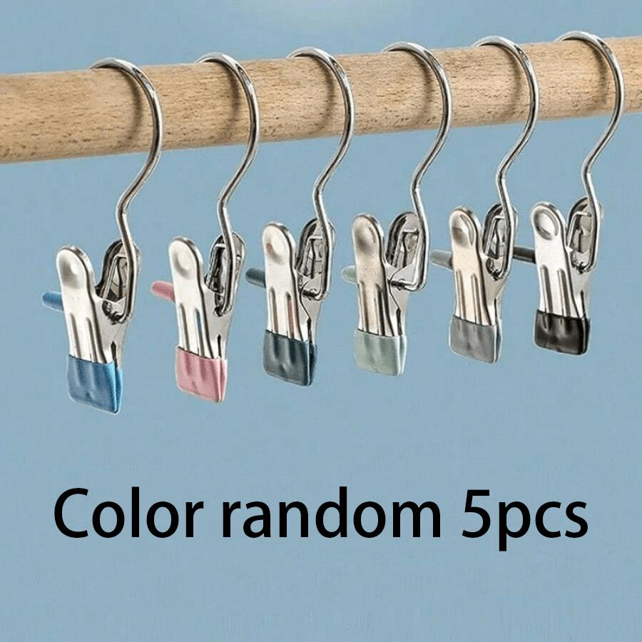 10pcs Premium Stainless Steel Clothes Clips, Adjustable Metal Pants Skirt Hanger with Grip Clips Hook Laundry Home Organizer