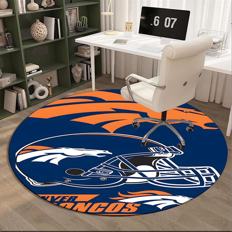 Denver Broncos Round Rug for Livingroom,Bedroom, Palyroom, Chair Rug, Area Rug, Circle Carpet, Large Size Fan Christmas Gift