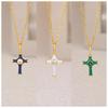 Color Oil Dripping Cross Necklace Stainless Steel Necklace Light Luxury Inlaid Zircon Niche Personalized Jewelry