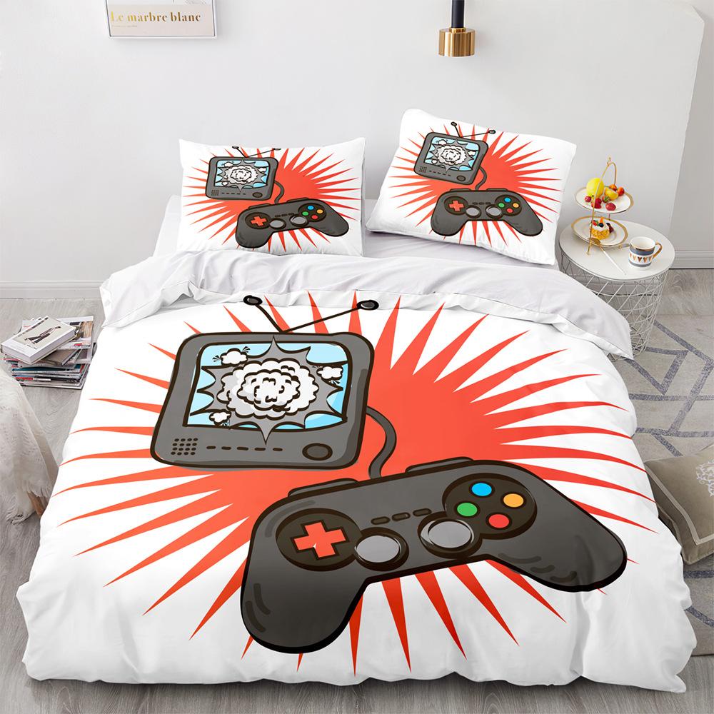 Game Handle King Queen Duvet Cover Kids Teens Boys Gamer Bedding Set Pillowcase Cartoon Psychedelic 2/3pcs Polyester Quilt Cover