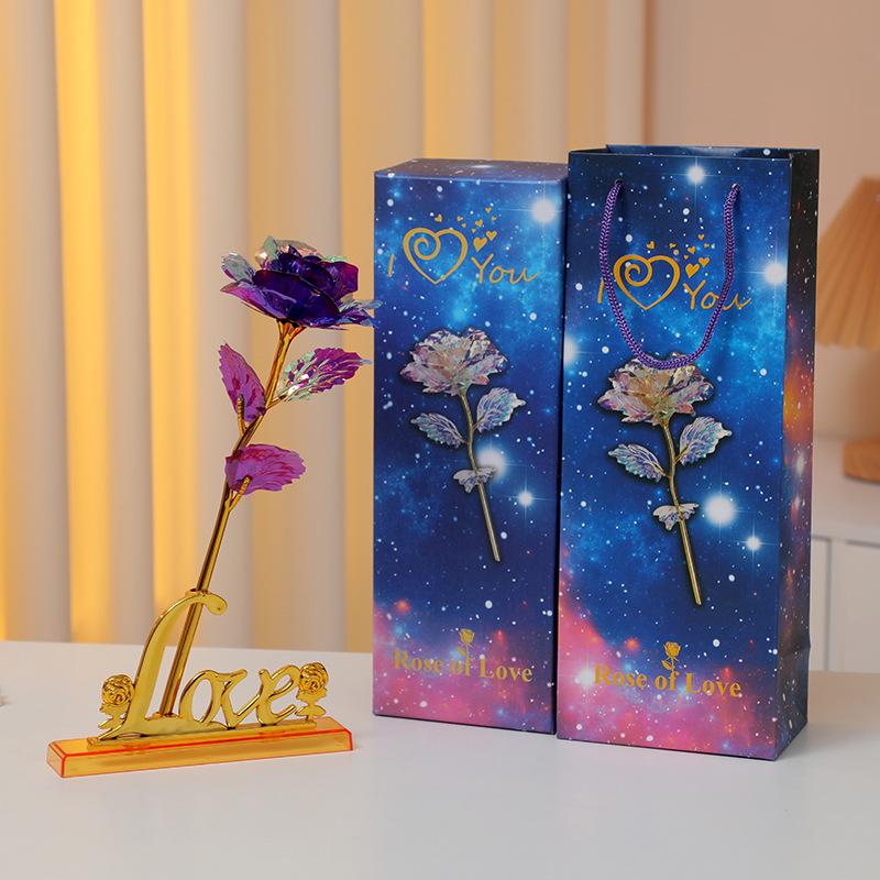 Φωτεινή Ανθοδέσμη με Τριαντάφυλλα από Φύλλο Χρυσού 24Κ: Διατηρημένα Τεχνητά Λουλούδια για την Ημέρα του Αγίου Βαλεντίνου, την Ημέρα της Μητέρας και τα Γενέθλια