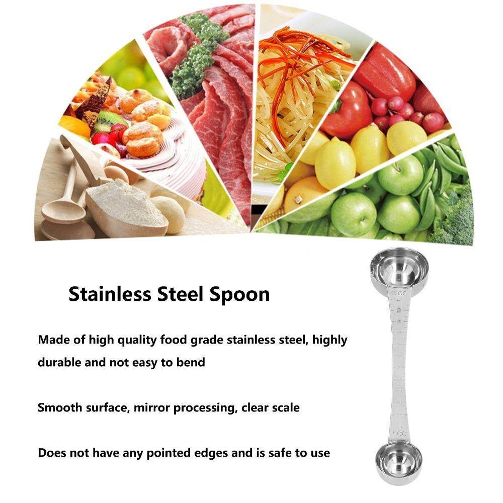 With Scale Double Spoon Rustless Steel Seasoning Spoon Coffee Scoop Seasoning Portioning