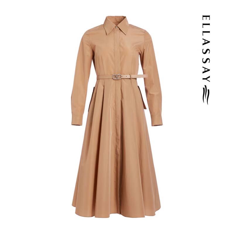 ELLASSAY Women's Retro Shirt Mid-Length Dress