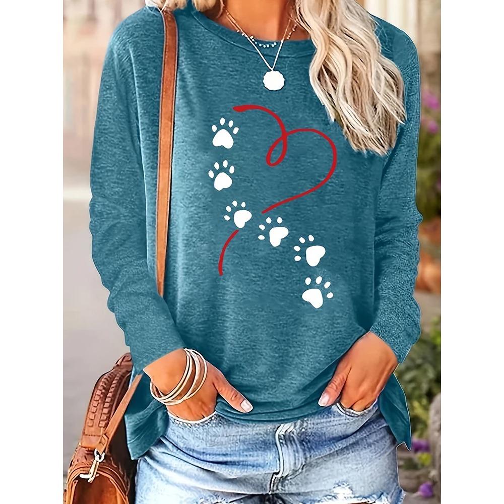 

New 3D Heart Patterned Women s Urban Fashion Long-Sleeved Round-neck T-Shirt 5XL