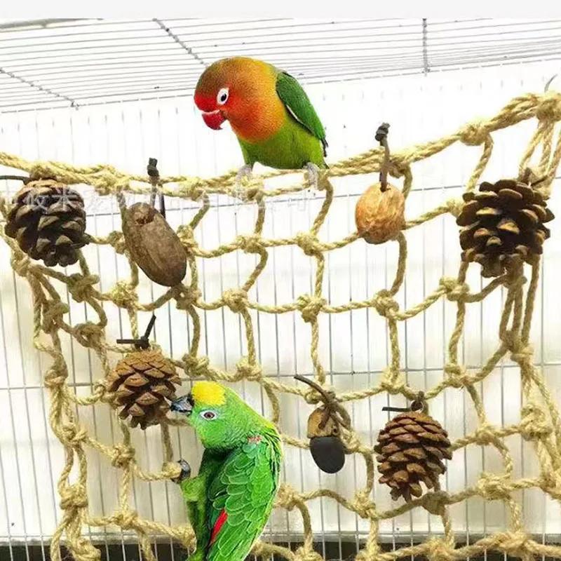 Parrot Climbing Net Swing Rope Net Bird Stand Net Hammock with Hook Bird Hanging Climb Chewing Pet Bird Toys