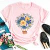 Cute Cartoon Flower Balloon Half Sleeve Base Bf Wind Round Neck Short Sleeve T-shirt Woman Harajuku  Oversized T Shirt