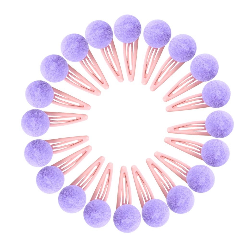 20 Stück Süßigkeiten Bunte Pompon Haarspangen Gefütterte Schnappspangen Kleine Süße Puffige Haarball-Haarspangen Fuzzy Pompoms Haarschmuck Kind