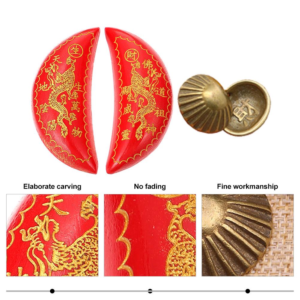 

2 Pairs Metal Wood Moon Shape Wealth Copper Divination Cup For Buddhist Worship Yin Yang Divination Tool Spiritual China Mainland