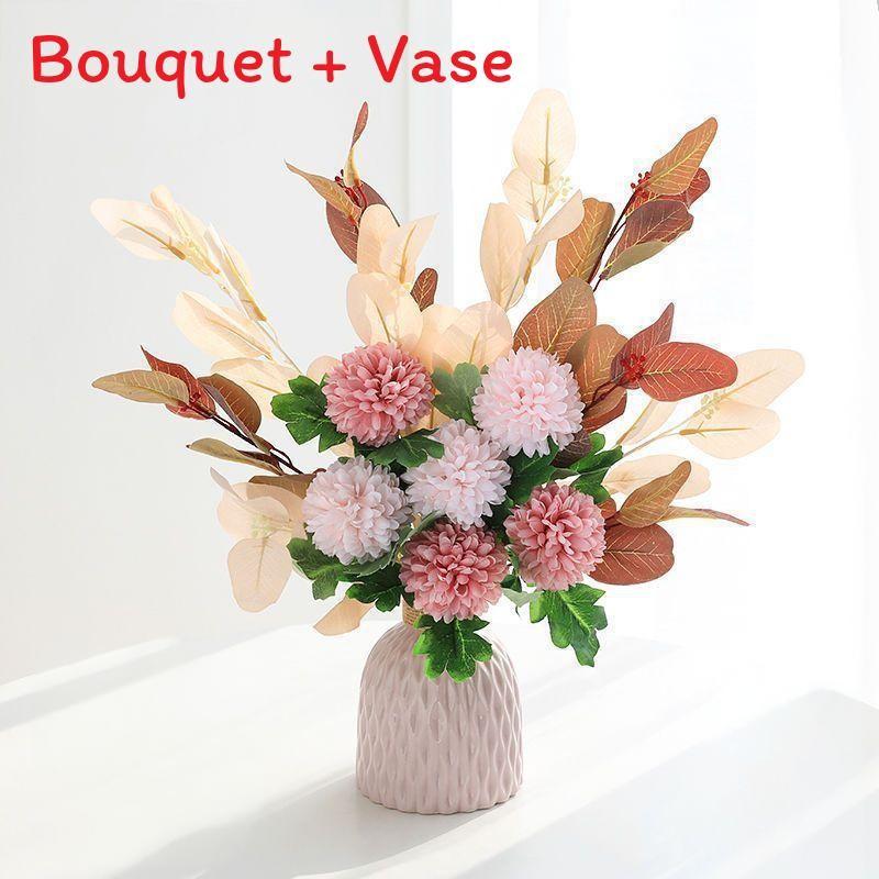 Artificial Faux Hydrangea Flowers With Vase For Garden Party Wedding Decoration