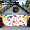 Flat Banners, Colorful Paint Splatter Patterns Bright and Diverse Spots Set Against a White Background Activities Related To Art