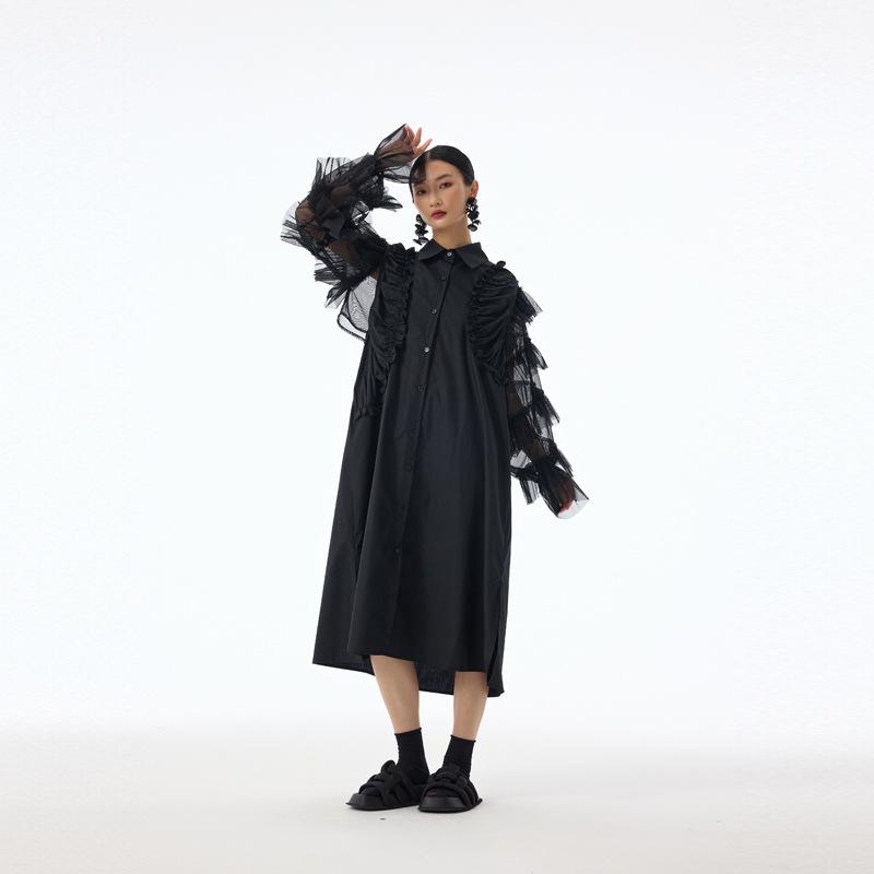 2026 Summer Japanese Retro Dark Pleated Sleeveless Dress – Slimming, Individual, Long