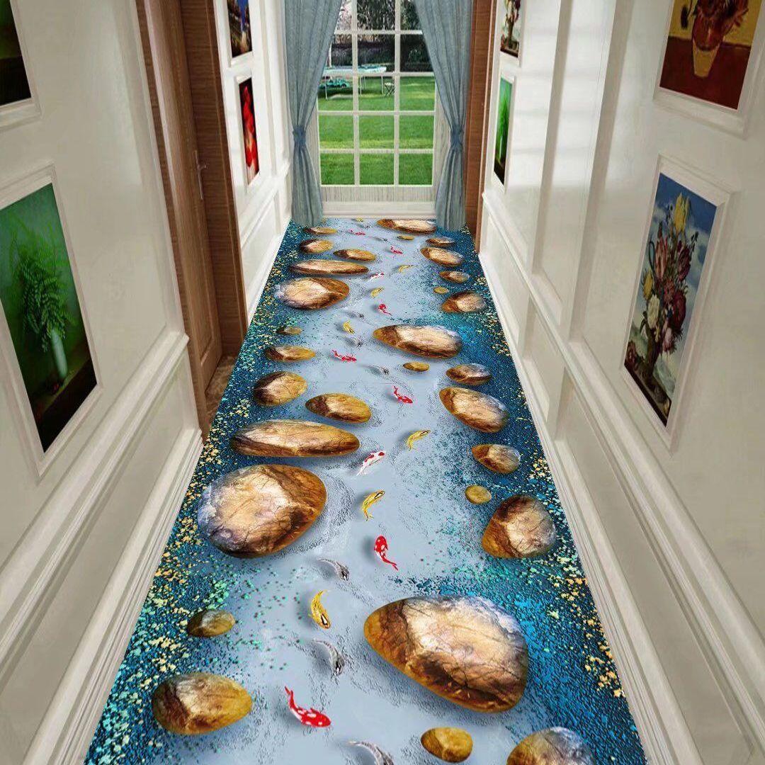 

3D-коридор Довгі килими для коридору Оформлення вітальні Домашній протиковзкий килимок Модер Готельний килимок для сходів 50*80CM