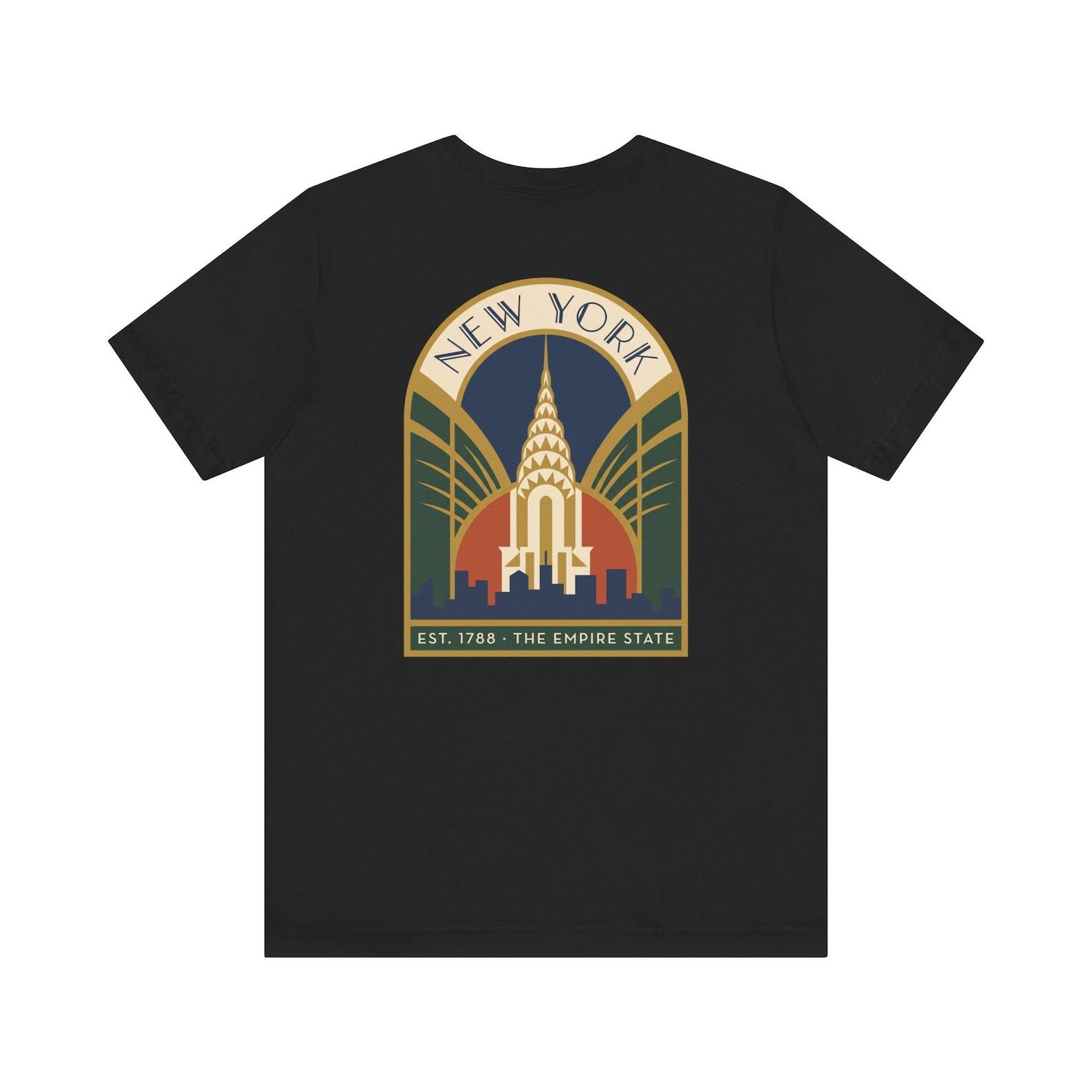 New York Chrysler Building Art Deco T-Shirt | Retro NYC Skyline Graphic Tee | New York Pride Gift L
