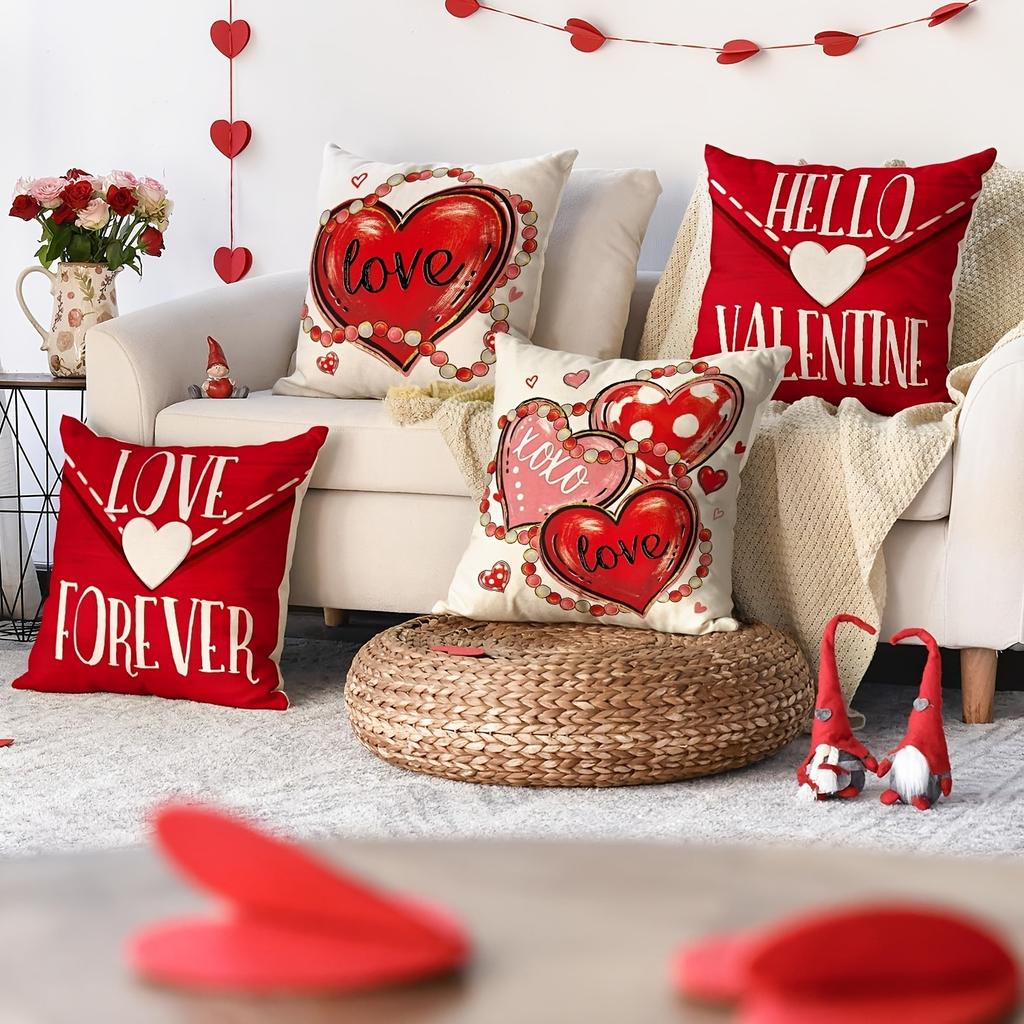 1/4 Stück Herzförmige Kissen zum Valentinstag: HALLO VALENTIN, LIEBE FÜR IMMER, und entzückende Liebesdesigns! Heimschlafzimmerdekoration