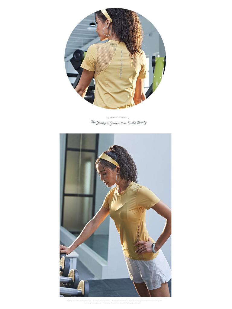 Women's Quick-dry Slim Fit Running T-shirt – High Stretch, Breathable Mesh Sports Top for Fitness & Yoga