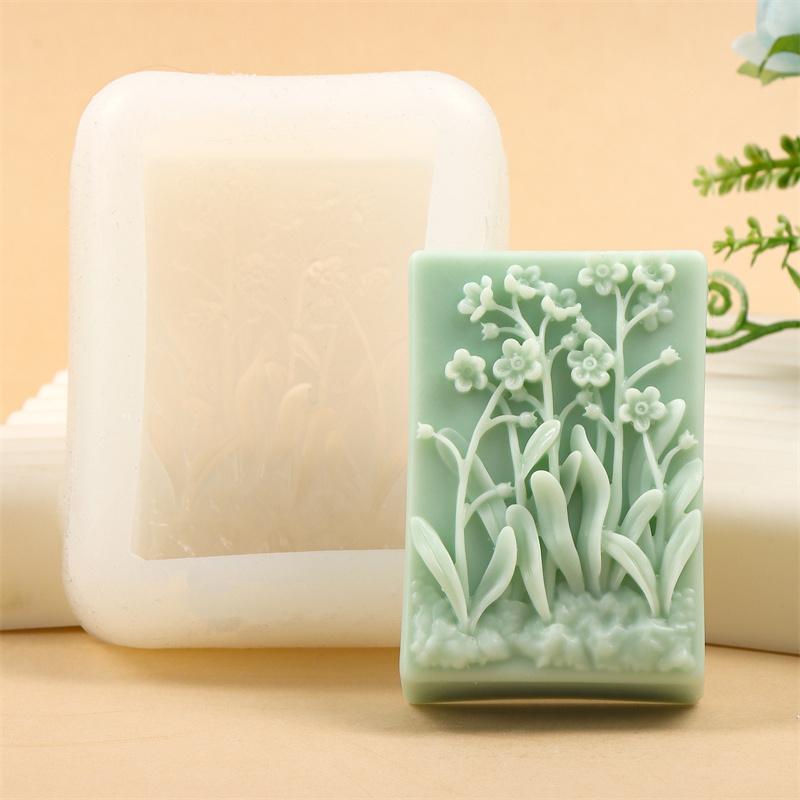 Square Butterfly Flower Silicone Soap Mold DIY Embossed Chrysanthemum Orchid Dragonfly Butterfly Patterns Soap Home Decor Gift