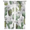 Green Cactus And White Flowers Sheer Curtains Bedroom Voile Curtain Living Room Window Sheer Curtains Kitchen Tulle Drapes
