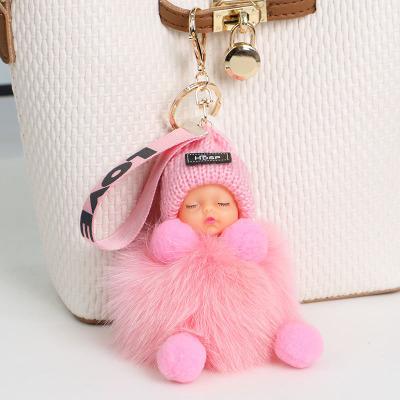 Pompom Schlafpuppe Schlüsselanhänger Niedliche Flauschige Plüschpuppe Schlüsselanhänger Damen Mädchen Taschen Schlüsselringe Autos Schlüsselanhänger Geschenk Charmante Dekoration
