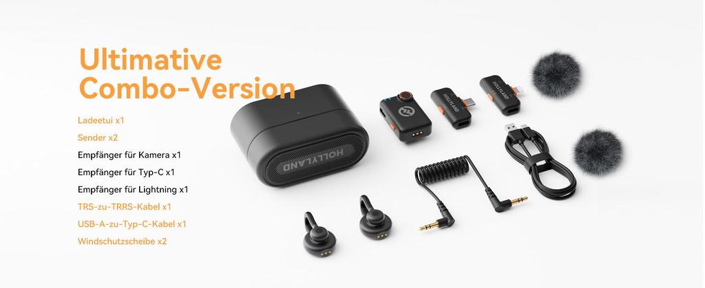 Hollyland Lark M2S Wireless Microphone, 300m Range, 48kHz/24bit HD Audio, 30H Battery, Noise Cancellation, USB-C/3.5mm for Camera Phone