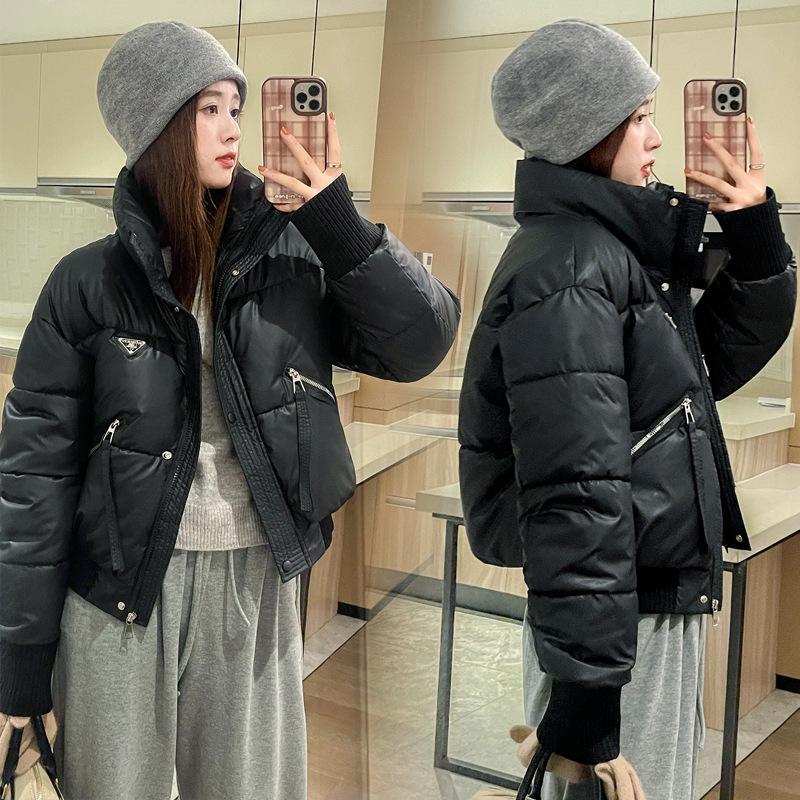 2025 Down Cotton Jacket Women's Loose Padded Jacket Warm Stand-up Collar Women's Autumn and Winter Short Thickened Cotton Jacket Women's Jacket