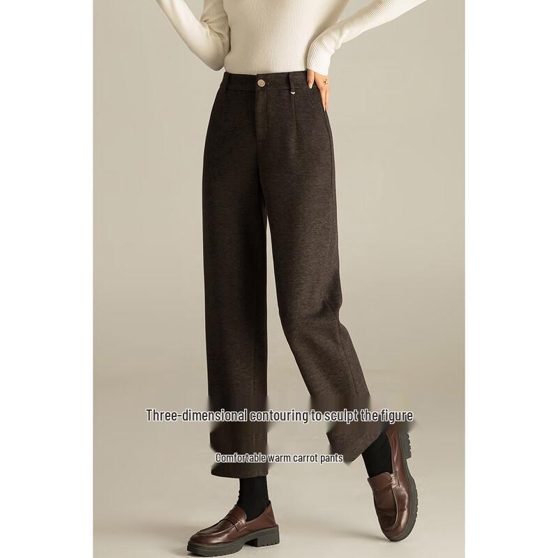 Mengshuya Petite High-Waist Tapered Wool Blend Ankle Pants