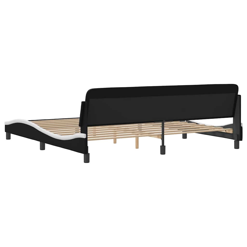 Dover  Bed Frame Black and White 200x200 cm Faux Leather
