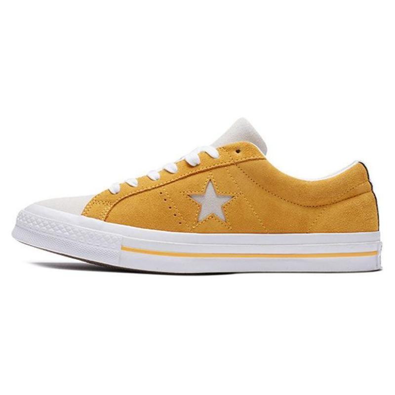 Converse One Star Yellow White Color Block Slip-resistant Lightweight Low-top Skate Shoes Unisex Color Block