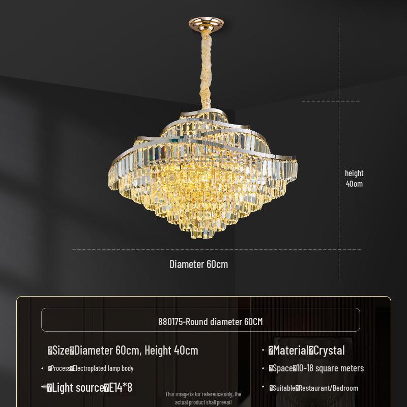 Postmodern Retro Wave Crystal Chandelier for Living Room, Bedroom, or Dining Light - Eye Protection & Atmospheric Design