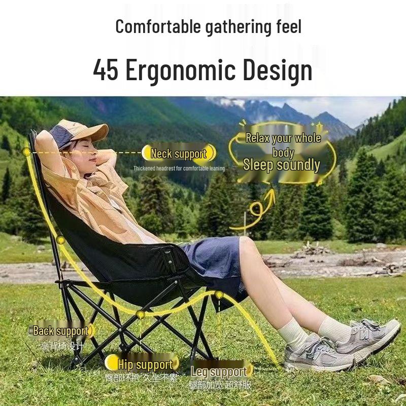 Foldable High Back Moon Chair for Camping, Picnic, and Fishing
