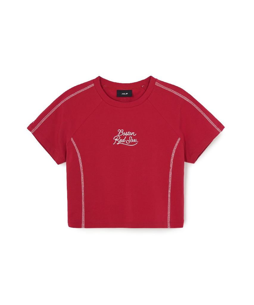 Emelbi Women'S Sporty Track Crop Short Sleeve T-Shirt Bos (Red)
