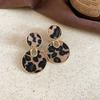 Silver Needle Autumn and Winter Retro Love Fan-shaped Leopard Print Earrings Light Luxury High-end Stud Earrings Niche Maillard Earrings