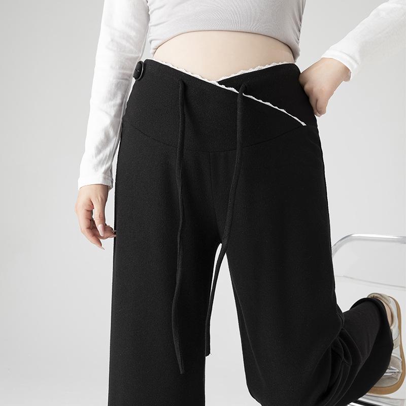 Maternity Low-Waist Wide-Leg Pants - Versatile Spring/Fall Fashion 2025