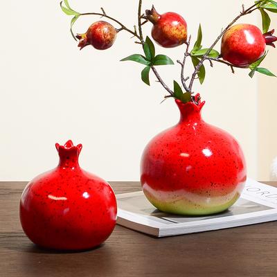 Modern Gradient Color Pomegranate Ceramic Vase Flower Arrangement Container Table Decoration Fruit Pomegranate Shape Vase Crafts