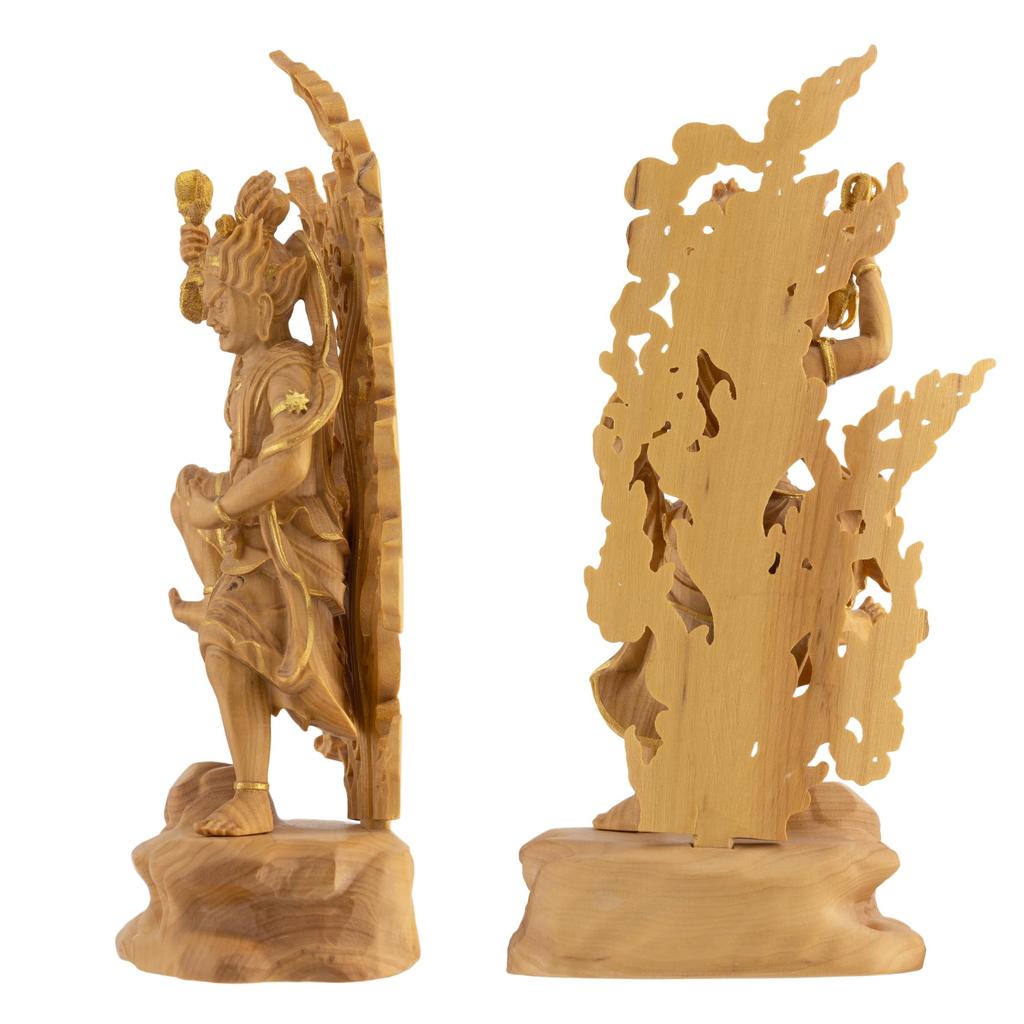 Tiny Buddha Zao Gongen 12cm gold paint Buddha wood ornament Zao Gongen (wood boxwood, finish) - statue, figure, carving, (GSB