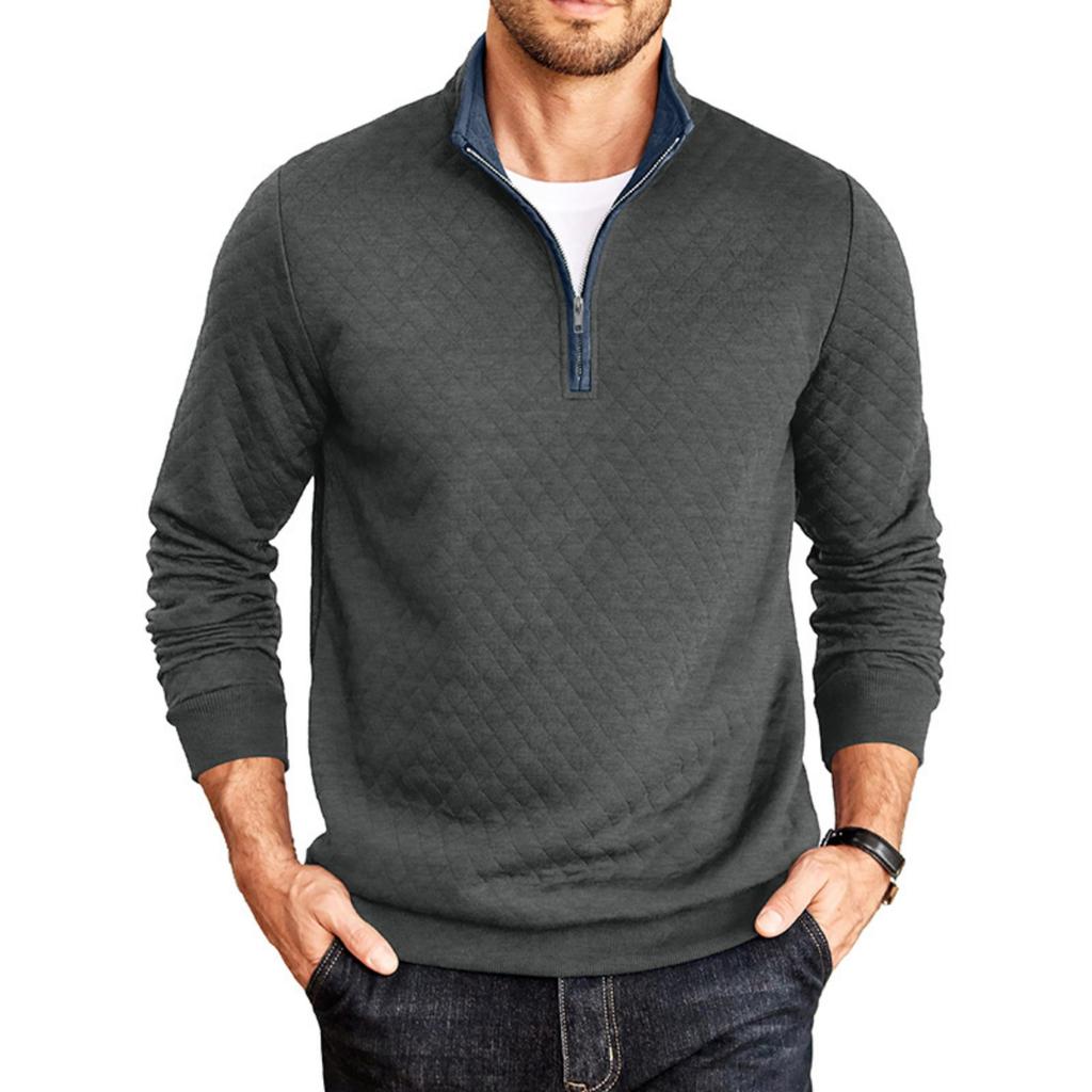 Men's Casual Half-Zip Pullover Hoodie, Long Sleeve Stand Collar