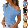 Women's Fashion Pleated Asymmetric Off Shoulder Top Lightweight Stylish Design Comfortable Fit Casual Wear