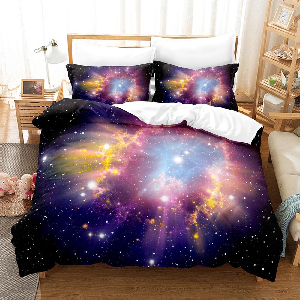 Home Textiles Star Space Pattern Three-Piece Digital Printing Sheet Bed Quilt Kit